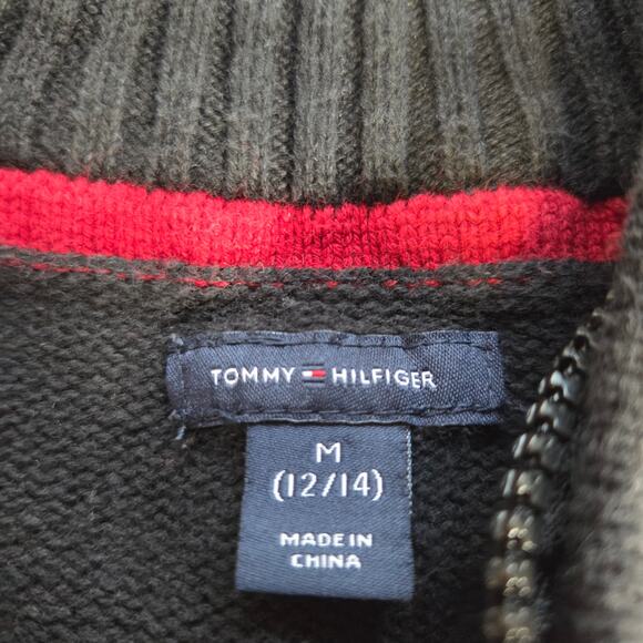 Tommy Hilfiger 1/4 Zip Striped Pullover Sweater Boys Size M (7/8) - Picture 3 of 5